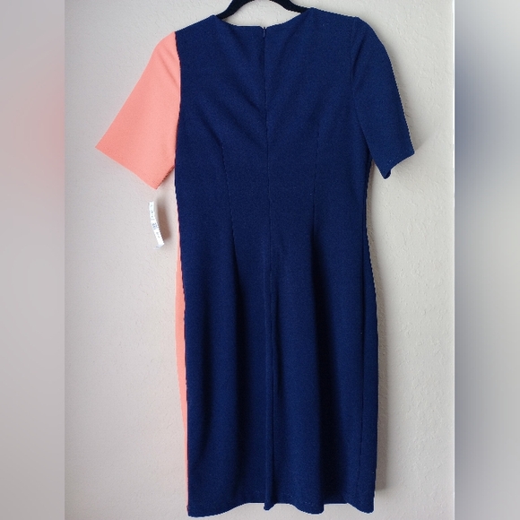 Glamour Navy Blue and Peach Color Sheath Mini Dress Size 10 - Picture 5 of 8